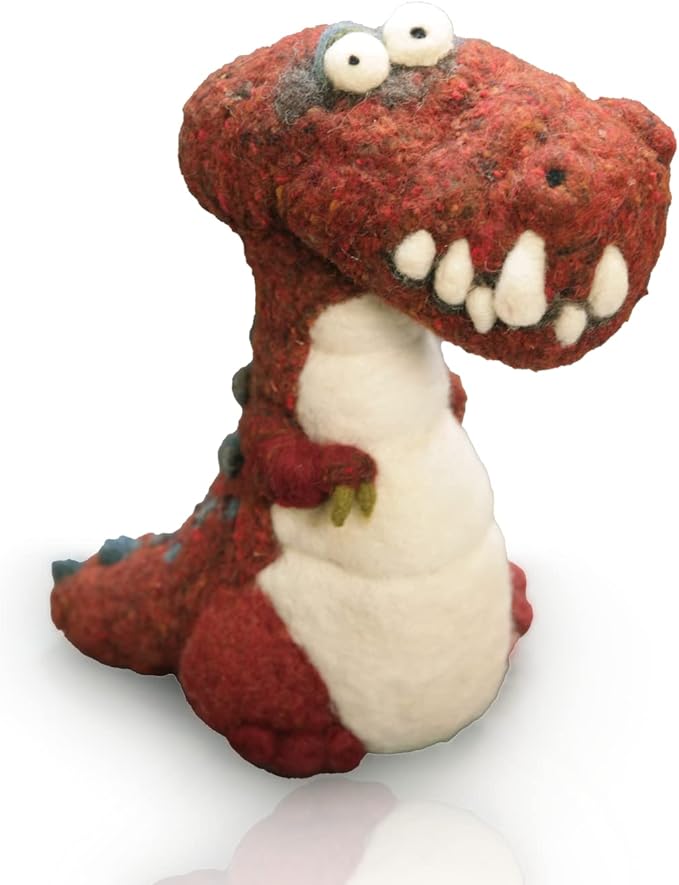 Woolbuddy Needle Felting Kit - Felted Dinosaurs for Beginners, Adults & Kids, Includes Wool, Pad, 4 Needles, and Instructions