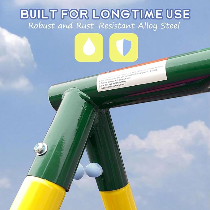 5-in-1 Swing Sets for Backyard for Kids 3-8, Tree Swings for Kids Outdoor with Slide, Basketball Hoop, Two Swing Seats and Gymnastics Rings