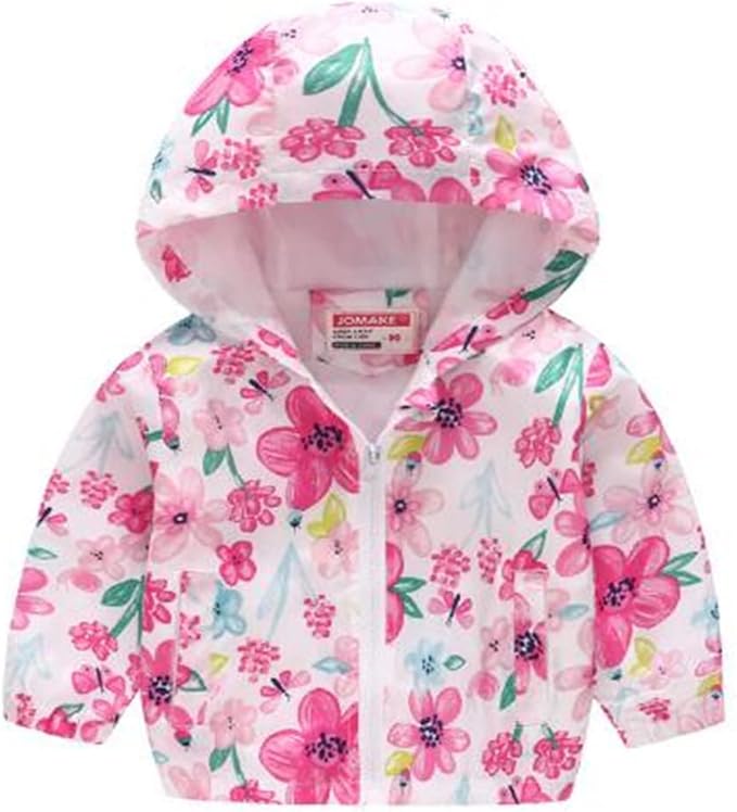 TUIJI Toddler Boys Girls Cartoon Print Zip Jacket Hooded Trench Lightweight Kids Coats Windbreaker Outdoor Cute Dust Coats