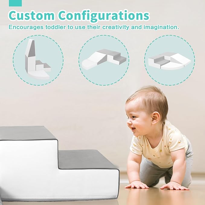 Foam Blocks Climbing for Kids: Toddler Toys for Indoor and Outdoor Fun - Soft PU Leather Play Structure for Crawling and Sliding - Ideal for Playhouse and Play Gym Activities