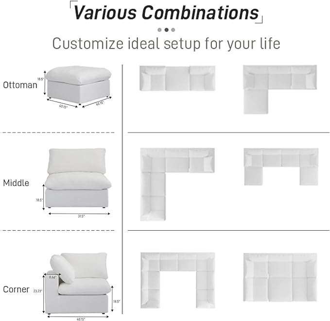 Cloud Modular Sectional Sofa Couch, Oversized Couch 6 Seater - Image 9