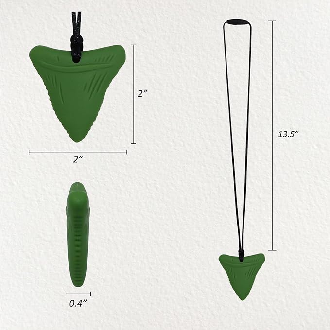 Sensory Chew Necklaces for Kids, Shark Tooth Silicone Chewy Necklace 5 Pack for Autism/ADHD/SPD, Autism Sensory Toys Reduce Chewing Fidgeting for Boys Girls Adults Chewer