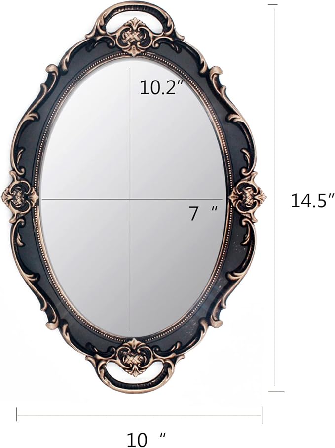 Eaoundm 14.5 x 10 inchs Smallest Oval Antique Decorative Wall Mirror Vintage - Image 5