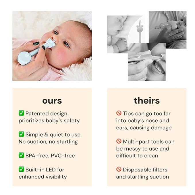 oogiebear Brite - Baby Nose Cleaner and Ear Wax Removal Tool. Baby Gadget with Nighttime LED Light. Safe Snot Booger Picker for Newborns, Infants & Toddlers