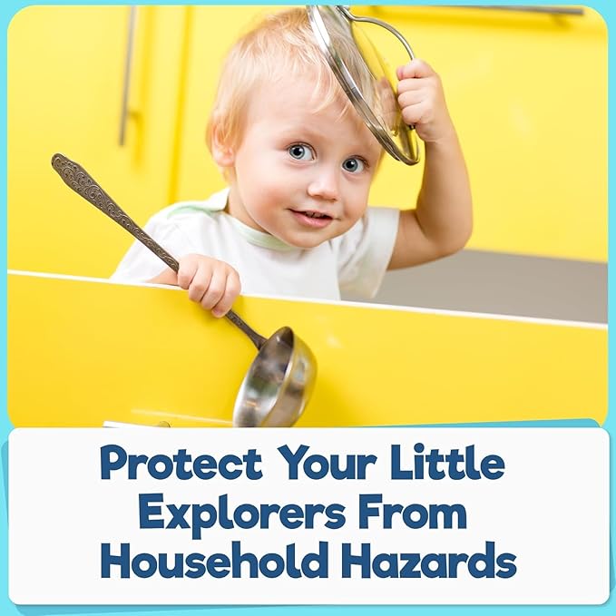 Upgraded Invisible Baby Proofing Cabinet Latch Locks (10 Pack) - No Drilling or Tools Required for Installation, Works with Most Cabinets and Drawers, Works with Countertop Overhangs, Highly Secure