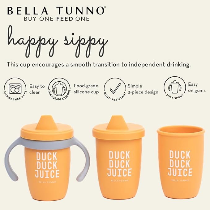 Bella Tunno Sippy Cup, Silicone Training Cup with Transition Handles for Infants, Toddlers & Kids, Babies 6-12 Months & Toddlers 1-3 Years, Boys & Girls, Drink Up Buttercup, 8 oz