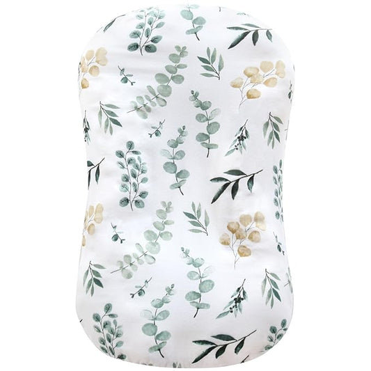 LifeTree Muslin Baby Lounger Cover, Newborn Slipcover Lounger Cover for Boys Girls Infant, Soft 70% Viscose from Bamboo and 30% Cotton, Cover Only, Eucalyptus Pattern