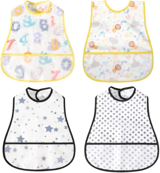 Baby bibs Waterproof Toddler bib - Feeding bib with Pocket for Infant Boy Girl Washable 6-36M