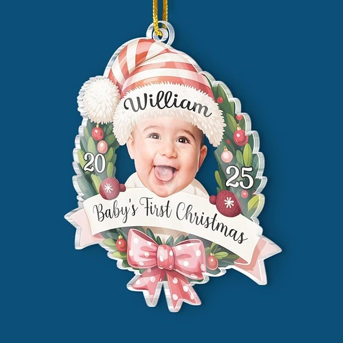 Pawfect House Custom Photo Acrylic Ornament, Personalized Christmas Baby Shower, Gender Reveal Gifts for New Moms, New Dads, New Parents, First Time Mom Gifts, Family Christmas Ornaments 2025