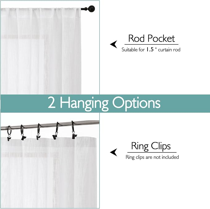 Chyhomenyc Semi Sheer Curtains 63 Inch Length 2 Panels - Image 4