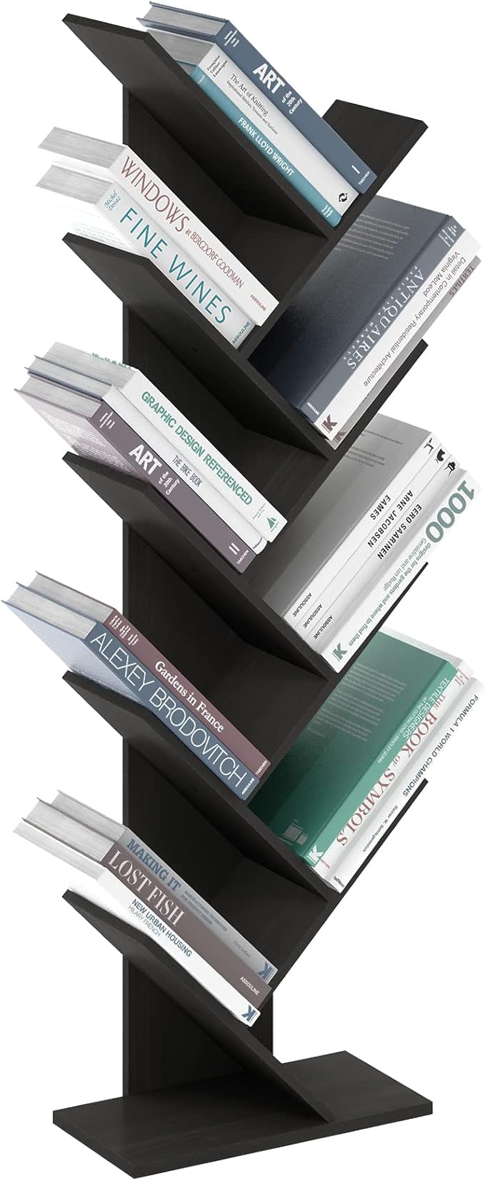 Furinno Bookshelf 9-Tier Floor Standing Tree Bookcase, Espresso