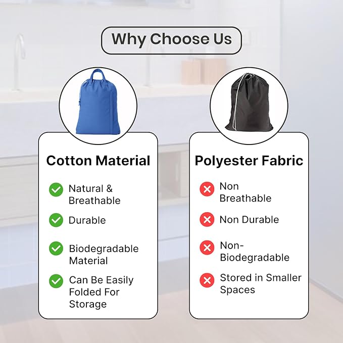 LFH Home Cotton Canvas Large Laundry Bag with Handle, Heavy Duty Drawstring Closure Washable Laundry Bags, School Travel, Home, Hotel, College Dorm, Organizer Sack, Toys Clothes 24x36-Sky Blue