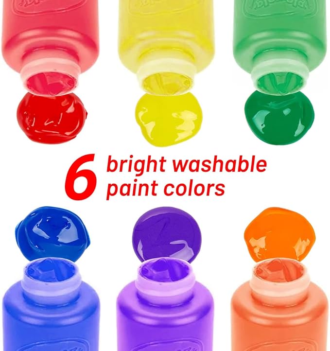 Kids Painting Set, Washable Paint for Kids 6 Colors, 7 Paintbrushes, Paint Palette, Non-Toxic Toddler Painting Set 2 oz Each, Tempera Paints for Art, Crafts, Finger Paints