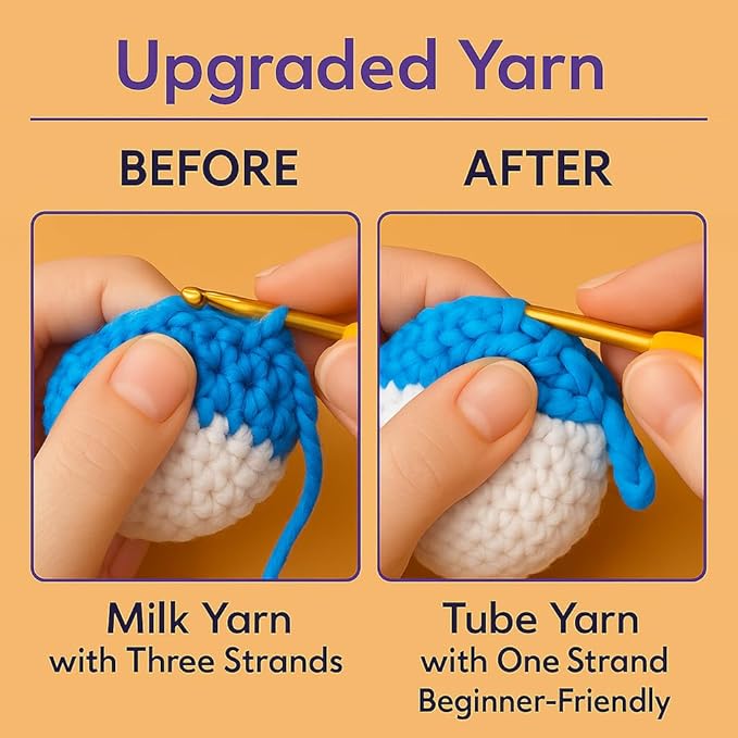 A-URA Learn to Crochet Kit for Beginners Kids and Adults, Premium 4 Animal Pattern Beginner Crochet Kits with Easy Tube Yarn & Step-by-Step Video Tutorials (Forest Friends–Standard Size)