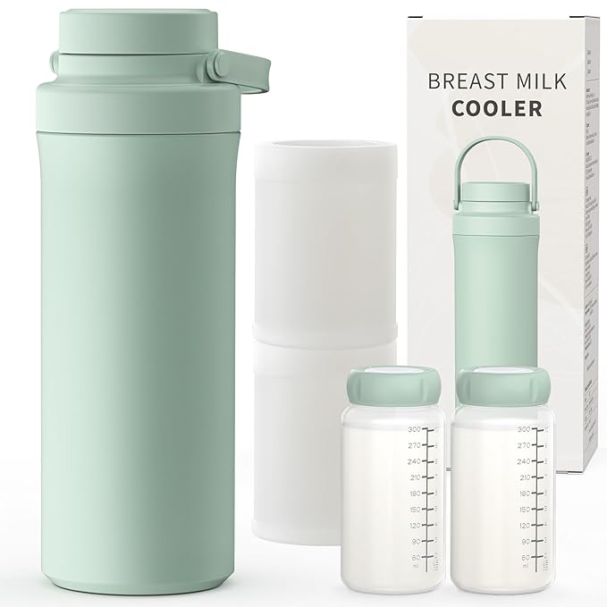 Xaproo 22oz Breast Milk Cooler Bottle, Portable Milk Cooler for Breastmilk with 360° Total Cooling for 24 Hours, Breastmilk Chiller with 2pcs Baby Bottles, Breastfeeding Essentials for Baby, BPA-Free