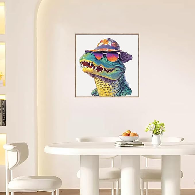Cool Wooden Puzzle for Adults 500 Piece, Glasses Crocodile Wooden Jigsaw Puzzles, Beautiful Wooden Puzzle with Box Birthday Gifts for Adults and Kids Family Game(16 * 17.6in)