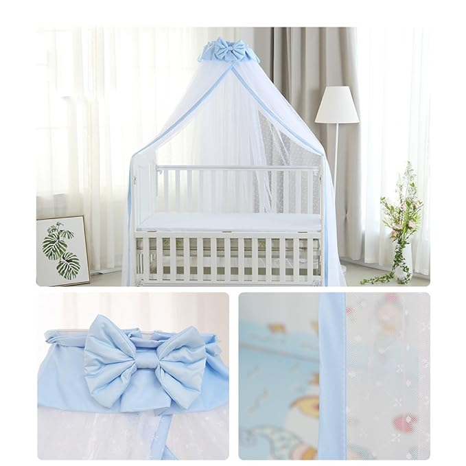 CdyBox Breathable Crib Netting Bed Curtains Canopy for Kids Mosquito Net Bedroom Decor (Blue, Mosquito net)