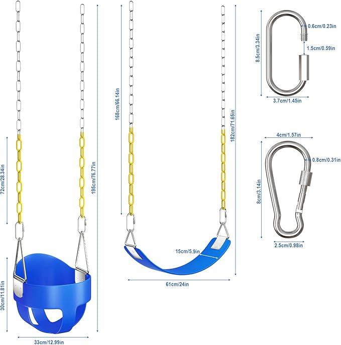 AGPTEK Toddler Swing Set, Heavy Duty Bucket Swing with Adjustable Rope, Toddler Cute Shape with 250 LB and 150 LB Capacity - Blue