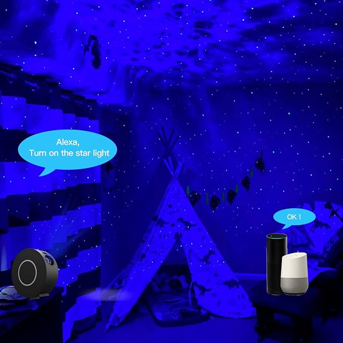 Star Projector, Galaxy Projector for Bedroom, Smart APP & Voice Control Galaxy lamp, Compatible with Alexa & Google Home, for Kids Adults Bedroom,Room Decor,Game Room,Party (Black Round)