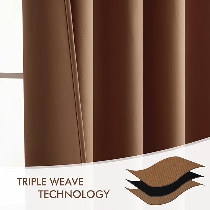 MIULEE Back Tab Blackout Curtains 96 Inch Long 2 Panels Set for Living Room Bedroom, Rod Pocket/Pinch Pleated Long Thermal Insulated Room Darkening Floor to Ceiling Drapes, W52xL96, Cappuccino Brown