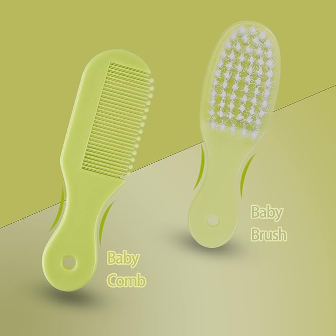 ZELINYE Baby Grooming Kit, 8 in 1 Baby Hair Brush/Nail Clipper/Nose Cleaner/Finger Toothbrush/Nail Scissors/Manicure Kit for Baby Care Keep Healthy and Clean(Yellow)