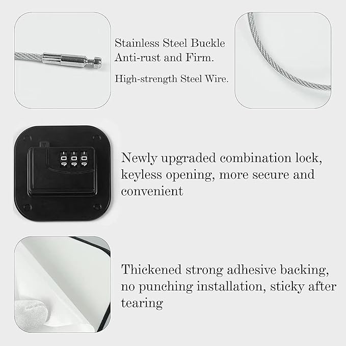 Child Safety Cabinet Locks, Fridge Lock with Combination, Closet Lock,Cabinet Lock,Child Proof Refrigerator Lock(Black 2Pcs)