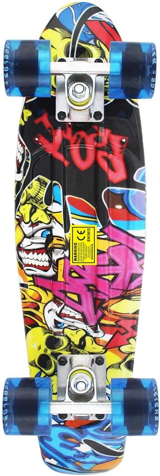 Skateboards Complete 22 Inch Mini Cruiser Retro Skateboard for Kids Boys Youths Beginners