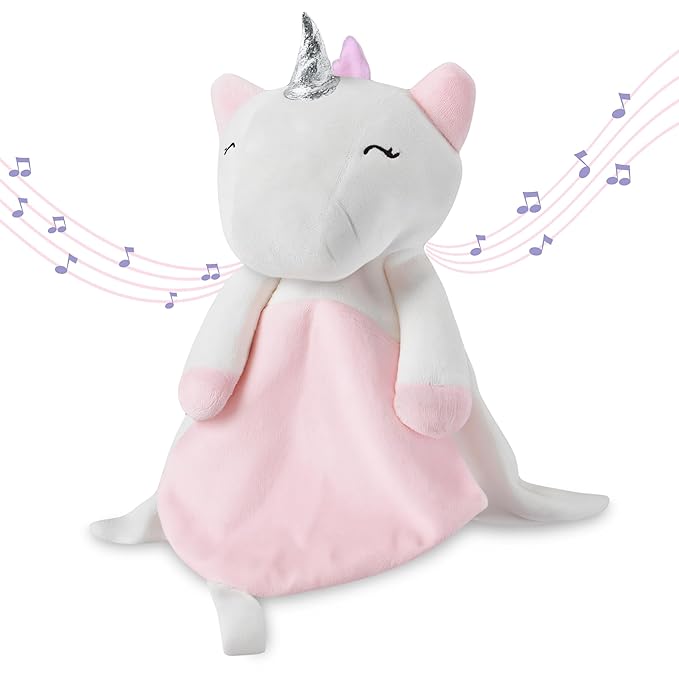 4-in-1 Sound Machine, Baby Lovey, Blanket - White Noise & Lullaby Plush Unicorn Calms & Reduces Wakeups, Helps Toddler Sleep Longer - Proven Sleep Aid -Musical BPA-Free, Machine Washable Newborn Gift