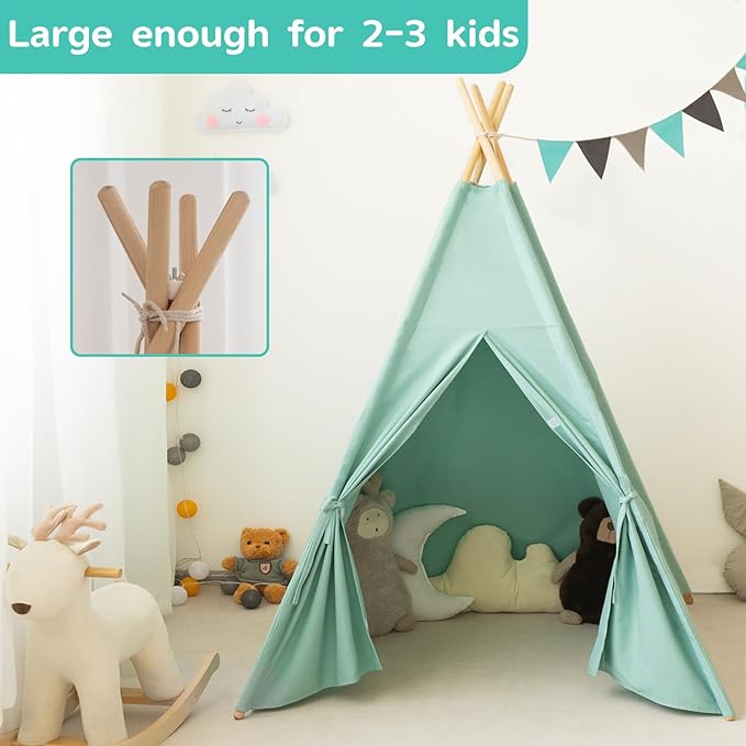 Teepee Tent for Kids-Portable Children Play Tent Indoor Outdoor (Green)