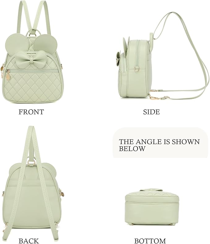 KL928 Girls Bowknot Polka Dot Cute Mini Backpack Small Daypacks Convertible Shoulder Bag Purse for Women