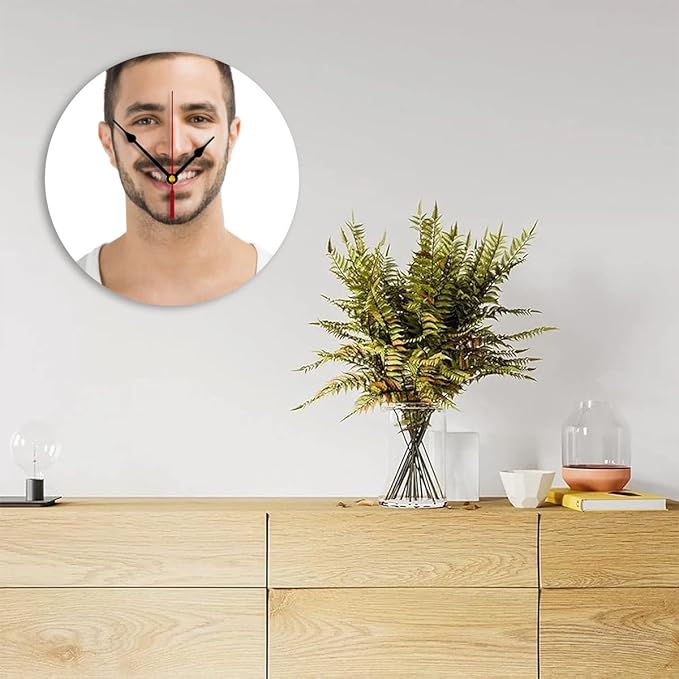 Generic Custom Clocks for Walls Personalized Clocks with Picture Silent Non Ticking Round Decoration for Kitchen Family Friends Gifts, 10inch-25cm