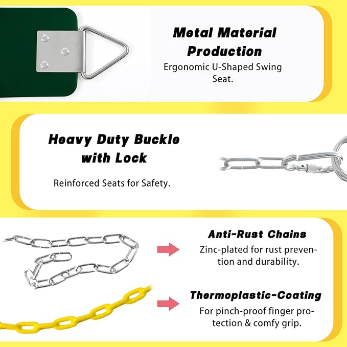 Swing Set for Kids with Chain-Play Swing for Adults with Stainless Steel Mental Taiangle Ring-Suitable for Family Backyard-Play Swing Set (AB010002-6)