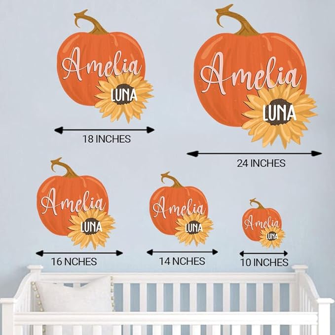 Personalized Wooden Name Sign, Round 3D Nursery Name Sign, Pumpkin Sunflower Nursery, Baby Name Sign, Wooden name signs for nursery, Little Pumpkin Decor, Baby Shower, Name signs for kids gift/14