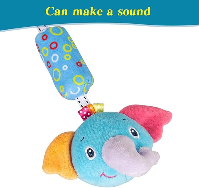 Travel Arch Bassinet Mobile Toys for Infant & Toddlers,Clip on Stroller Toy Crib Accessory & Pram Activity Bar Toy for Indoor and Outdoor (Elephant)