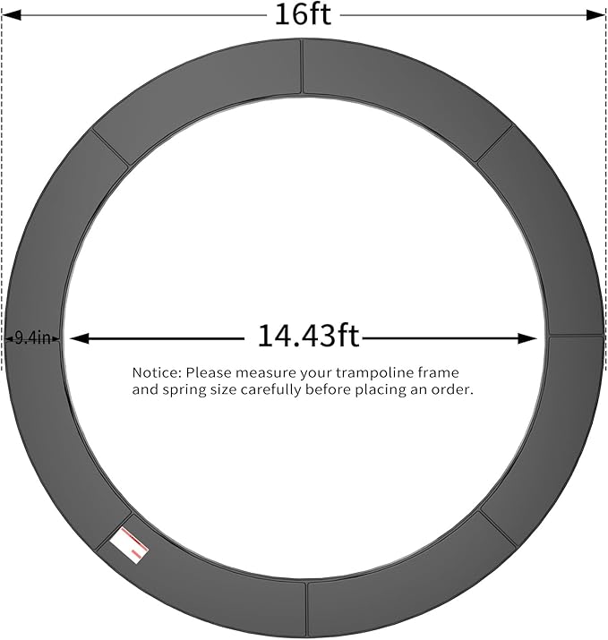 16FT/15FT/14FT/12FT/10FT Trampoline Safety Pad Replacement, Round Trampoline Spring Protection Cover, Fits 16FT/15FT/14FT/12FT/10FT Frames, Water-Resistant Trampoline Accessories