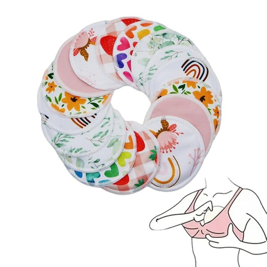 8 pcs(4 Pairs) Random Prints Breast Pads for Nursing Mothers, Reusable and Washable (8pcs Random Prints)