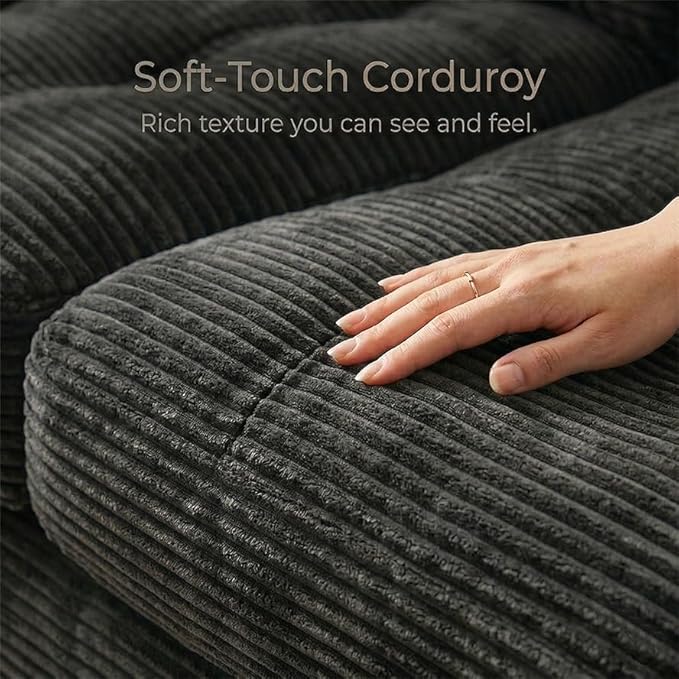 69" Corduroy Loveseat Sofa in a Box, High-Density Foam Couch, No Assembly - Image 8
