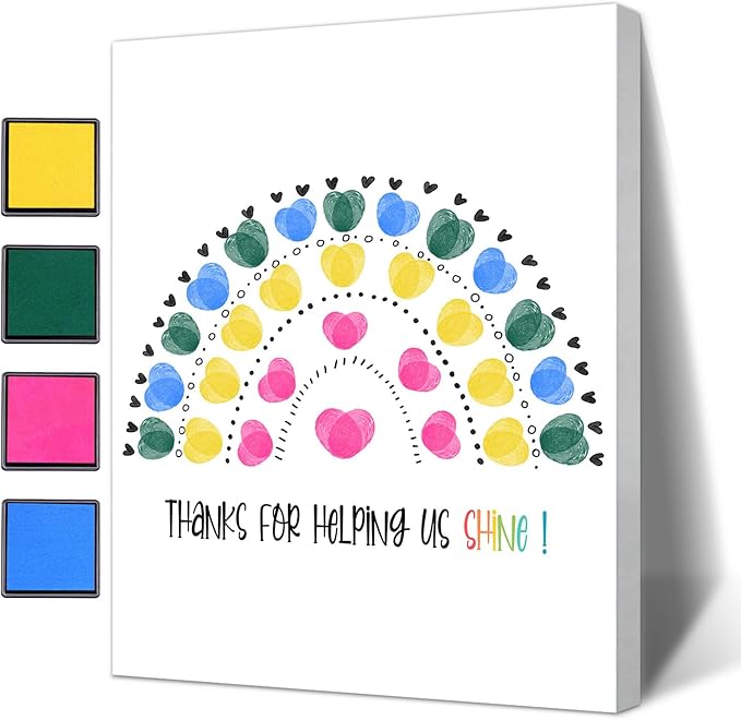 SHLINCO Teachers' Day Thank You Set, Suitable for Kindergarten, Primary and Middle School Classroom Souvenirs, Fingerprint Art Canvas DIY, Year-End Gifts for Class Teachers