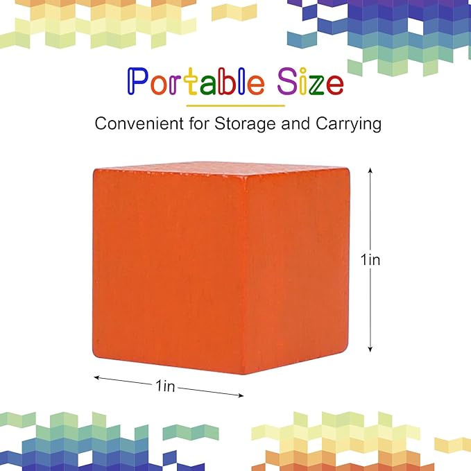 108 Pack 1 Inch Wooden Blocks, 6 Colors STEM Math Sorting Toys, Wood Building & Stacking Blocks for Toddlers, Classroom Learning Wooden Cube Blocks, Creative Play & DIY Craft for Kids Ages 3+