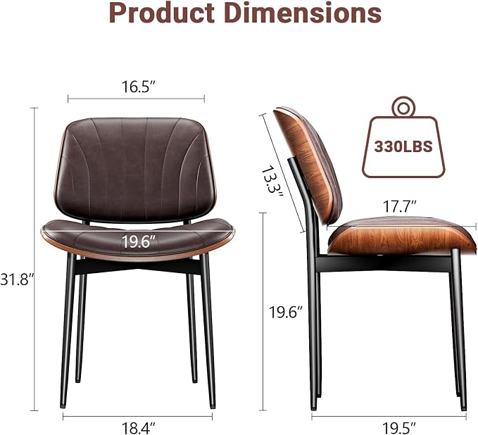 YaFiti Dining Chairs Set of 2, Dining Room and Kitchen Chairs, Mid Century - Image 2