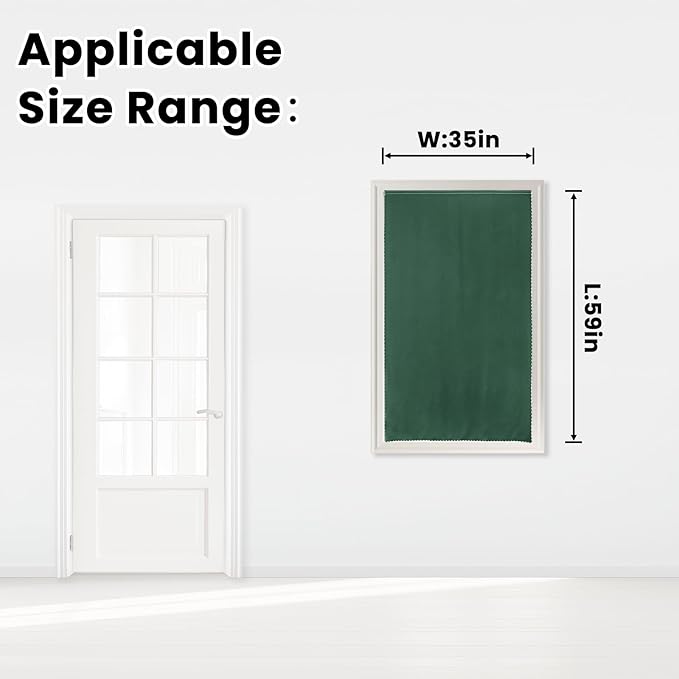 Blackout Curtains for Bedroom Stick On Curtains Window Shades Pull Down Blackout Window Cover No Drillng Self Adhesive Curtains No Rod Small Curtain, 35" W X 59" L, Dark Green, 1 Panel