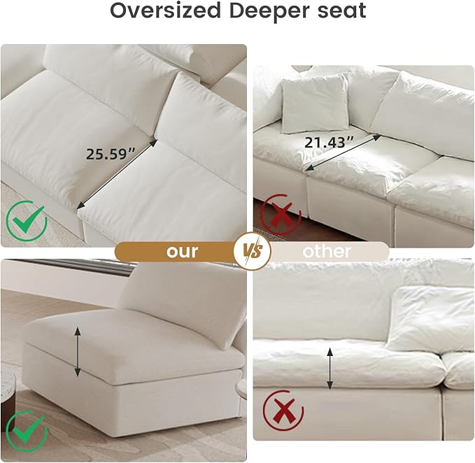 Cloud Modular Sectional Sofa Couch, 4 Seater Sofa - Image 5