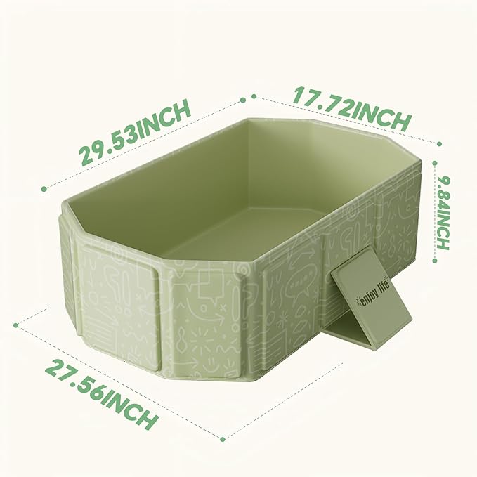 Baby Foldable Kids Bathtub for Infants to Toddler with Non-Slip Base,Easy Storage,Perfect for Small Spaces,Graffiti Green