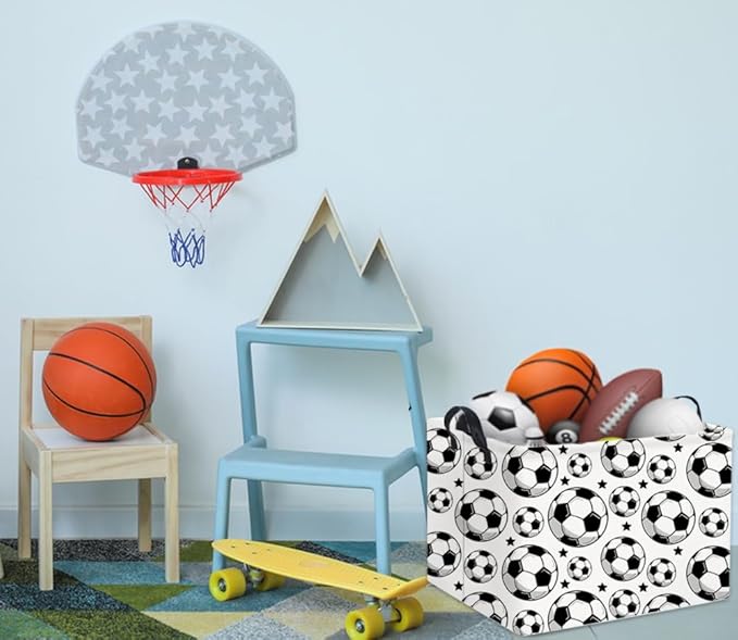 HIYAGON Rectangular Soccer Basket Kids Gift Basket Baby Boy Basket Kids Toy Storage Bin Basket Organizer Box Soccer Room Decor(Soccer)