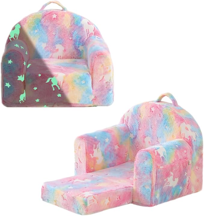 Toddler Chair Comfy,Toddler Couch Fold Out, 2-in-1 Kids Chair,Flip Out Kids Couch,Toddler Sofa Convertible,Children Reading Chair for Age 1-3(Pink)