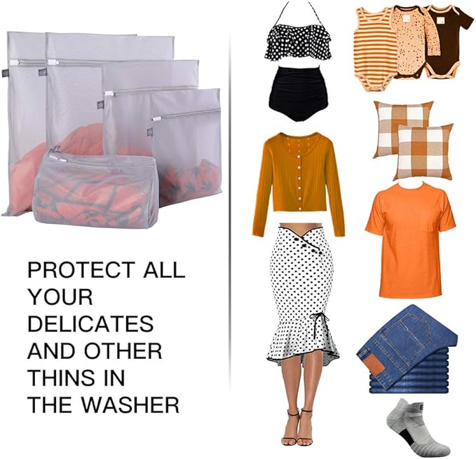 Kimmama Laundry Bag Mesh Wash Bags, Washing Machine Wash Bag, Net Washer Sack with Zipper, Dryer Pouch for Cleaning and Drying Cloths, Garment, Sweater, Delicates, lingerie, Bra, Pant, Sock, Toys