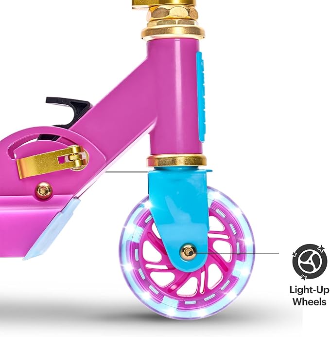 Jetson Character Kids Kick Scooter, LED Lights on Stem & Light-Up Wheels, Lightweight Frame, Height-Adjustable Handlebar, Lean-to-Steer System, Easy-Fold Mechanism