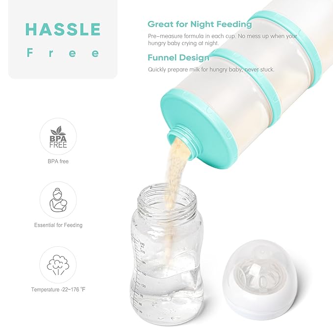 Termichy Stackable Formula Dispenser Portable Milk Powder Container, 2 Pack, Mint