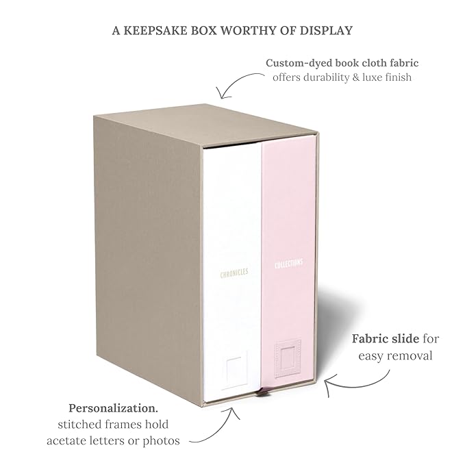 Savor | The Original Deluxe Baby Keepsake Box | Fabric Bound Acid-Free Gender-Neutral Minimalist Newborn Keepsake and Memory Organizer with Labels | for Pregnancy, Mother’s Day, Baby Shower, New Baby