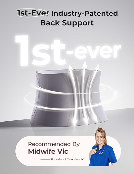 Momcozy Ergowrap Postpartum Belly Band for Natural and C-Section Recovery, Abdominal Binder with 3D Abdomen Lifting & Ergonomic Back Support, Seamless Belly Wrap Shapewear for Post Surgery Recovery